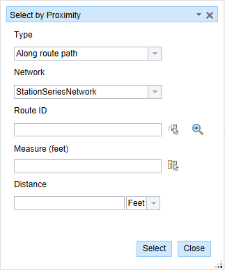 Select by Proximity: Along route path